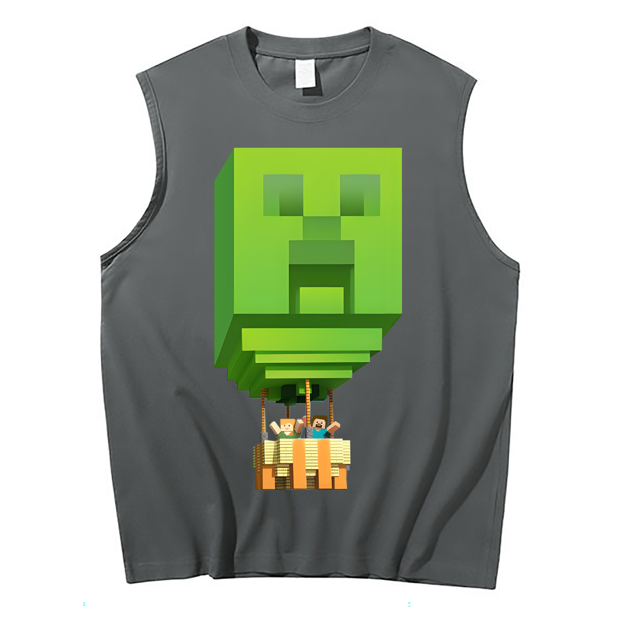 （画像用） マインクラフト ブロックの世界 Minecraft MC Block world コットン100％タンクトップ（フロントプリント）